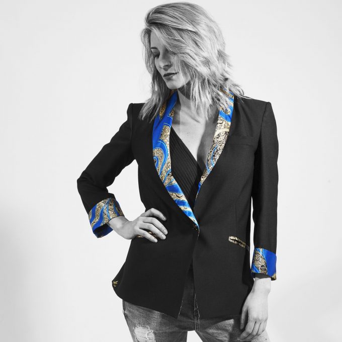 Angela Blazer India Azul/Blanco