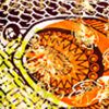 Estampado Africa naranja/verde/dorado